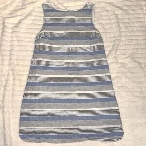Beach Lunch Lounge Tank Dress‎ Linen Blend Striped Sleeveless Medium Resort